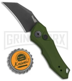 Kershaw Launch 10 Olive Green Automatic Knife CA Legal - Stonewash Plain -Elite Knives Shop Kershaw Launch 10 Auto Olive Green Black KER7350OLBLK BHQ 115105 jr bottlecap large