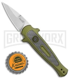 Kershaw Launch 12CA Legal OD Green Automatic Knife - SW Plain -Elite Knives Shop Kershaw Launch 12 CA Legal Stiletto Automatic Knife OD Green 1.9 SW BHQ 117837 LS Bottlecap large