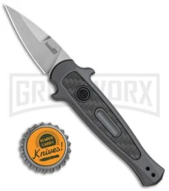Kershaw Launch 12 CA Legal Black Automatic Knife - Stonewash Plain -Elite Knives Shop Kershaw Launch 12 Call Legal Stiletto Auto Grey KER7130GRYSW BHQ 114624 jr bottlecap large