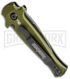 Kershaw Launch 12 CA Legal OD Green Automatic Knife - Black SW Plain -Elite Knives Shop Kershaw Launch 12 Call Legal Stiletto Auto OD Green KER7130OLBW BHQ 114625 jr side large