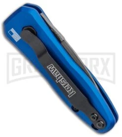 Kershaw Launch 4 Damascus Automatic Knife Blue CA Legal - Plain -Elite Knives Shop Kershaw Launch 4 CA Legal Auto Blue Damascus 7500BLUDAM BHQ 91856 jr side large