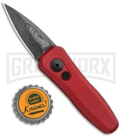 Kershaw Launch 4 Red Automatic Knife CA Legal - Damascus Plain -Elite Knives Shop Kershaw Launch 4 CA Legal Auto Red Damascus 7500RDDAM BHQ 91649 jr bottlecap large
