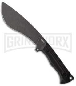 Kubey Destroyer Kukri Black Micarta Fixed Blade Knife - Black Stonewash Plain