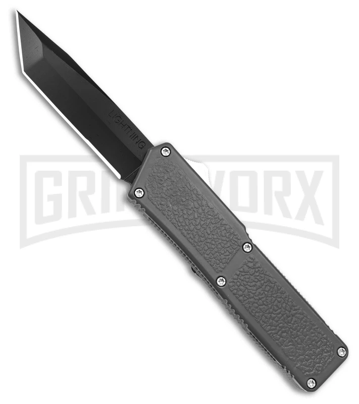 Lightning Gray D/A OTF Automatic Knife - Tanto Black 1 Lightning Gray D/A OTF Automatic Knife - Tanto Black