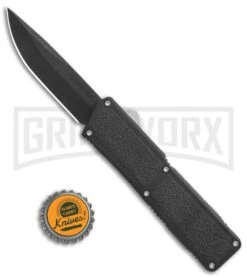 Lightning Black D/A OTF Automatic Knife - Black Plain -Elite Knives Shop Lightning Black DA OTF Auto Black Plain GX 5630 jr bottlecap large