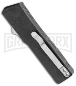 Lightning Black D/A OTF Automatic Knife - Black Plain -Elite Knives Shop Lightning Black DA OTF Auto Black Plain GX 5630 jr side large