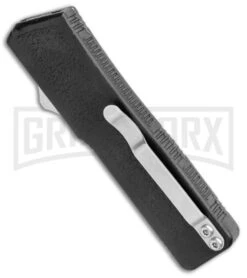 Lightning Black D/A Tanto OTF Automatic Knife - Black Serr -Elite Knives Shop Lightning Black DA Tanto OTF Auto Black Serr GX 35508 jr side large