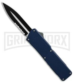 Lightning Blue D/A OTF Automatic Knife - Dagger Two-Tone Serr 4TH18