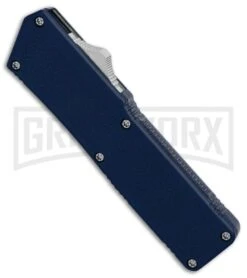 Lightning Blue D/A OTF Automatic Knife - Dagger Two-Tone Serr 4TH18 -Elite Knives Shop Lightning Blue DA Dagger Two Tone Serr BP 30343 er spine large