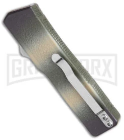 Lightning Camo D/A OTF Automatic Knife Tanto-Two Tone Black Serr -Elite Knives Shop Lightning Camo DA OTF Auto Tanto TT Serr GX 39141 jr side large