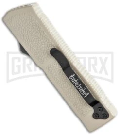 Lightning Elite Desert Tan D/A OTF Automatic Knife - Drop Point Black Plain -Elite Knives Shop Lightning Elite Desert Tan DA OTF Auto DP Black GX 36356 jr side large