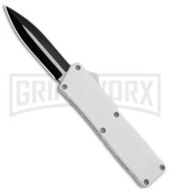 Lightning White D/A OTF Automatic Knife - Dagger Two-Tone Plain