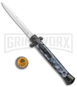 Mago 11" Black Smoke Abyss Italian Stiletto OTF Automatic Knife - Bayo W/Clip 9 Mago 11" Black Smoke Abyss Italian Stiletto OTF Automatic Knife - Bayo W/Clip -Elite Knives Shop Mago 11in Black Smoke Abyss Italian Stiletto OTF Auto Bayo Satin GX 38516 jr bottlecap large