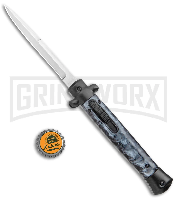 Mago 11" Black Smoke Abyss Italian Stiletto OTF Automatic Knife - Bayo W/Clip 5 Mago 11" Black Smoke Abyss Italian Stiletto OTF Automatic Knife - Bayo W/Clip - Image 5