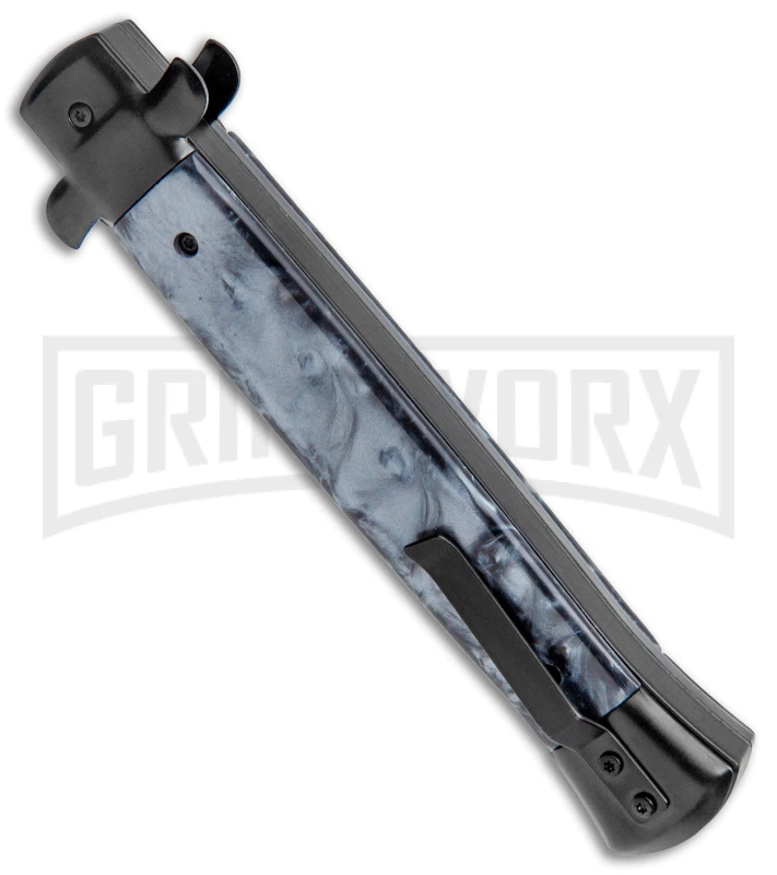 Mago 11" Black Smoke Abyss Italian Stiletto OTF Automatic Knife - Bayo W/Clip 3 Mago 11" Black Smoke Abyss Italian Stiletto OTF Automatic Knife - Bayo W/Clip - Image 3