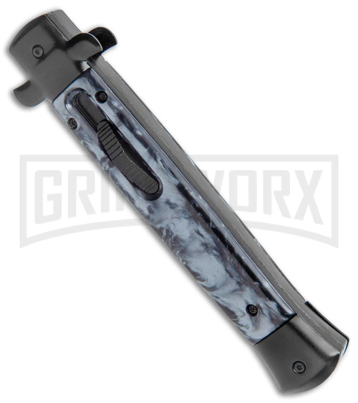 Mago 11" Black Smoke Abyss Italian Stiletto OTF Automatic Knife - Bayo W/Clip 2 Mago 11" Black Smoke Abyss Italian Stiletto OTF Automatic Knife - Bayo W/Clip - Image 2