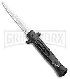 Mago 9" Black Marble Italian Stiletto OTF Automatic Knife - Satin Plain