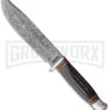 Marbles Damascus Horn Bowie Fixed Blade Knife - Damascus Plain