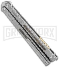 Maxace Knives Balisong Obsidian Titanium Handles CF Inlay (4" Satin) -Elite Knives Shop Maxace Knives Balisong Obsidian Ti CF Inlay Satin BHQ 120300 jr side large