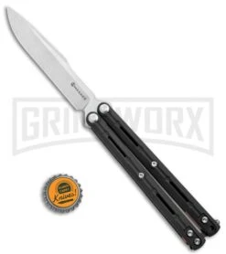 Maxace Knives Balisong Serpent Striker II Black G-10 - Satin Drop Point Plain -Elite Knives Shop Maxace Knives Balisong Serpent Striker II Black G 10 Satin DP BHQ 120303 jr bottlecap large