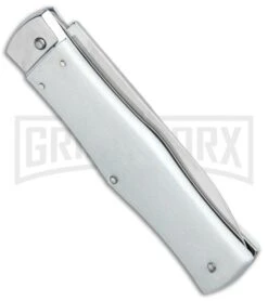 Mikov 241 Predator ABS Gray Automatic Leverlock Knife - Satin Bayo -Elite Knives Shop Mikov 241 Predator LL Auto ABS Gray Bayo BHQ 92883 jr side 2 large