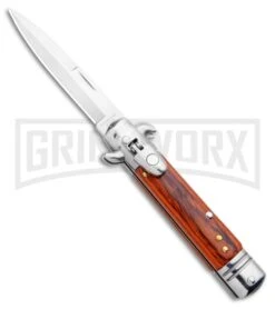 Milano 7.5" Lever Lock Automatic Knife Rosewood - Bayonet Satin