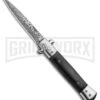 Milano 9" Stiletto Black Wood Automatic Knife - Bayonet Sim Damascus