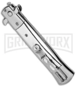 Milano 9" Stiletto Silver Automatic Knife - Bayonet Sim Damascus -Elite Knives Shop Milano 9in Stiletto Silver Auto Bayo Sim Damascus GSE018LSL GX 33505 jr side large