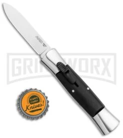 AKC 007 Concord Black OTF Automatic Knife Gray/Black - Spear Point Satin -Elite Knives Shop Minion Concord Polish Black OTF Auto Flat Satin Plain GX 35509 jr bottlecap large