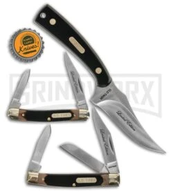 Old Timer Black Limited Edition 3pc Gift Set - Gift Tin -Elite Knives Shop Old Timer 3 Piece Fixed Folders Saw Cut Handles Satin BHQ 123469 jr bottlecap large