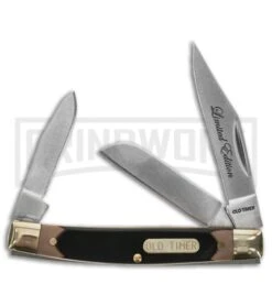 Old Timer Black Limited Edition 3pc Gift Set - Gift Tin -Elite Knives Shop Old Timer 3 Piece Fixed Folders Saw Cut Handles Satin BHQ 123469 jr folding 1 large