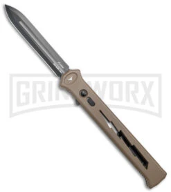 Paragon Estiletto Dark Earth Bolt Automatic OTF Knife - Black Spear Point