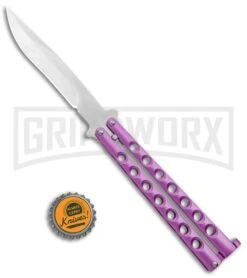 Light Purple Balisong Butterfly Knife - Satin Plain -Elite Knives Shop Pink Balisong Butterfly Satin Plain GX 37427 jr bottlecap large