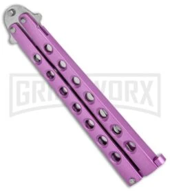 Light Purple Balisong Butterfly Knife - Satin Plain -Elite Knives Shop Pink Balisong Butterfly Satin Plain GX 37427 jr side large