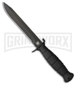 Rite Edge Armed Military Black Nylon Fixed Blade Knife - Black Plain