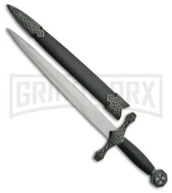 Rite Edge Celtic Dagger Black Fixed Blade Knife - Satin Plain