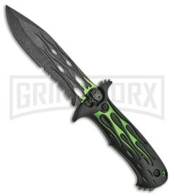 Rite Edge Dead Walker Green Fixed Blade Knife - Black Stonewash Serr