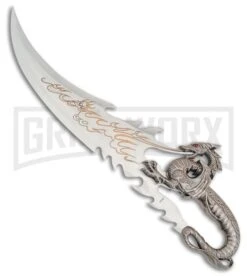 Rite Edge Dragon Fire Gray Aluminum Fixed Blade Knife - Satin Serr