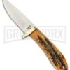 Rite Edge Hunter's Classic Brown Bone Fixed Blade Knife - Satin Plain