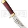 Rite Edge Hunt Heritage Club Brown Wood Fixed Blade Knife - Mirror Plain
