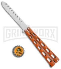Ronin Gear Orange Balisong Trainer Butterfly Knife - Satin Plain -Elite Knives Shop Ronin Gear Orange Balisong Trainer Butterfly Satin GX 37346 jr bottlecap large