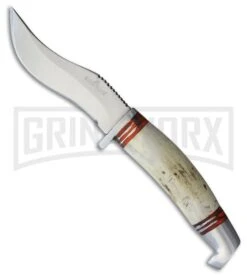 Rough Rider Mini Kukri Stag Antler Fixed Blade Knife - Satin Plain