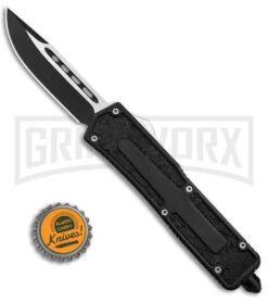 Rumble Black D/A OTF Automatic Knife - Two-Tone Plain -Elite Knives Shop Rumble Black DA OTF AK Two Tone Plain GX 14966 td size large
