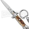 SKM 2.75" Italian Stiletto Keychain Stag Automatic Knife - Satin Plain