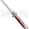 SKM/AB 9" Red Acrylic Automatic Stiletto Knife - Satin Kriss