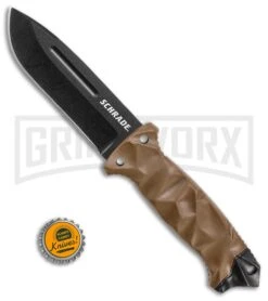 Schrade SCHF40D Brown TPE Fixed Blade Knife - Black Plain -Elite Knives Shop Schrade 11in brown TPE black SCHF40D BHQ 62024 er size large