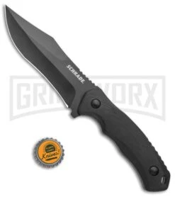 Schrade Steel Driver Black G-10 Clip Point Fixed Blade Knife - Black Plain -Elite Knives Shop Schrade Black Mod DP Fixed AUS 8 G 10 Black BHQ 125129 jr bottlecap large