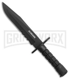 Schrade Combat Knife Black TRP Fixed Blade - Black Serr