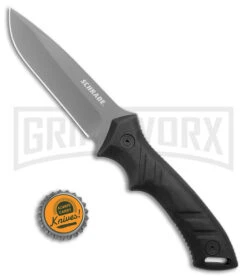 Schrade SCHF31 Fixed Blade Knife - Gray Plain -Elite Knives Shop Schrade SCHF31 DP Fixed Blade Black TPE Gray BHQ 28765 jr bottlecap large