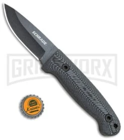 Schrade Small Frontier Micarta Fixed Blade With Ferro Rod - Black SW Plain -Elite Knives Shop Schrade Small Frontier Ferro Rod Micarta Black SW SCHF56M BHQ 62040 jr bottlecap large